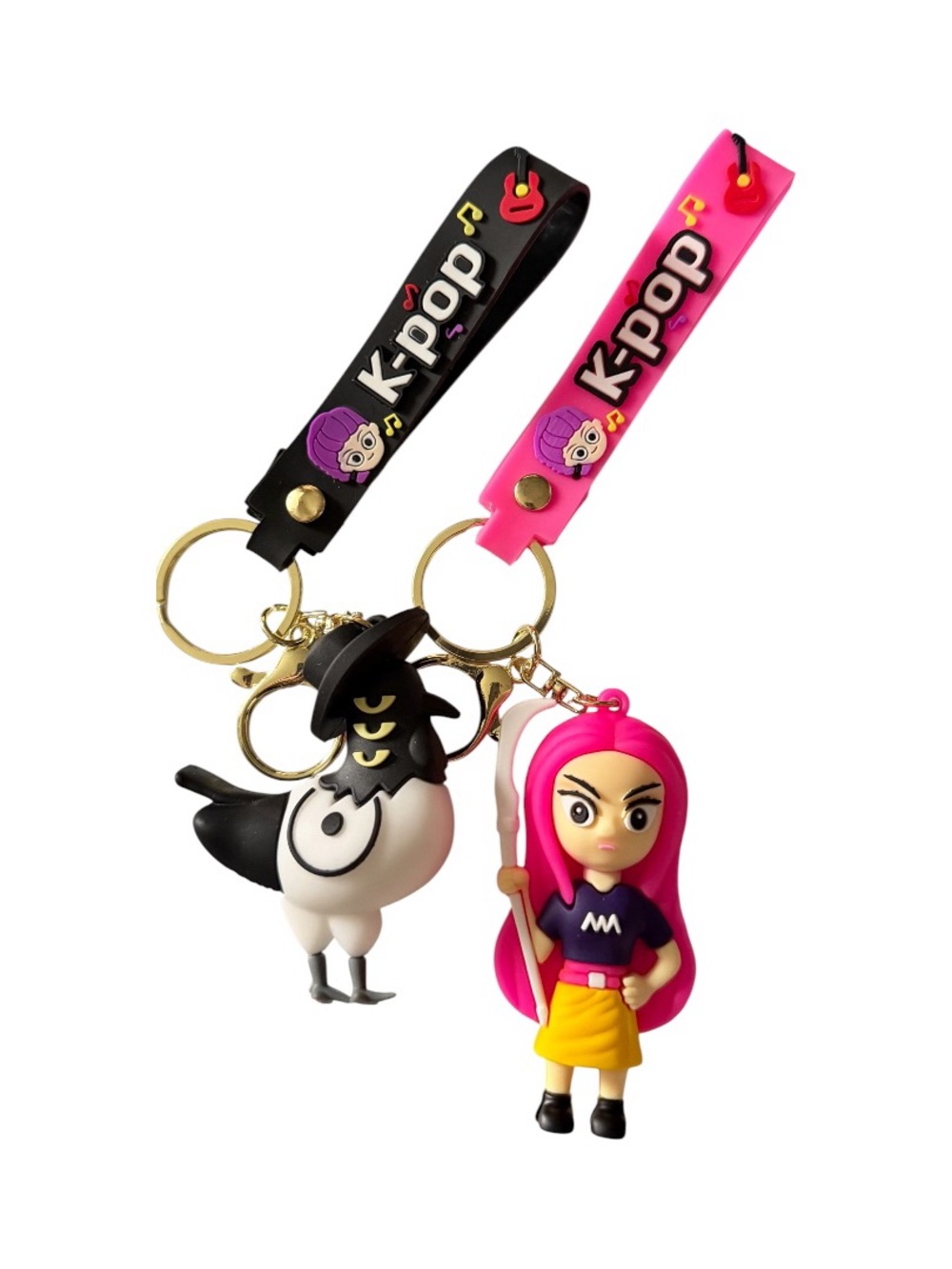K-pop Pink and Black Character bag charms/keychain  Set